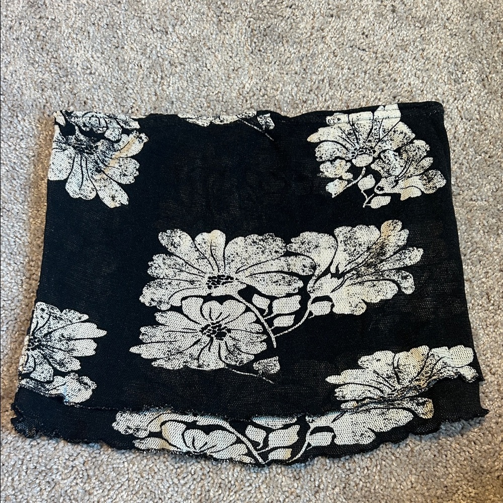 Floral Black and White Women's Tube Top